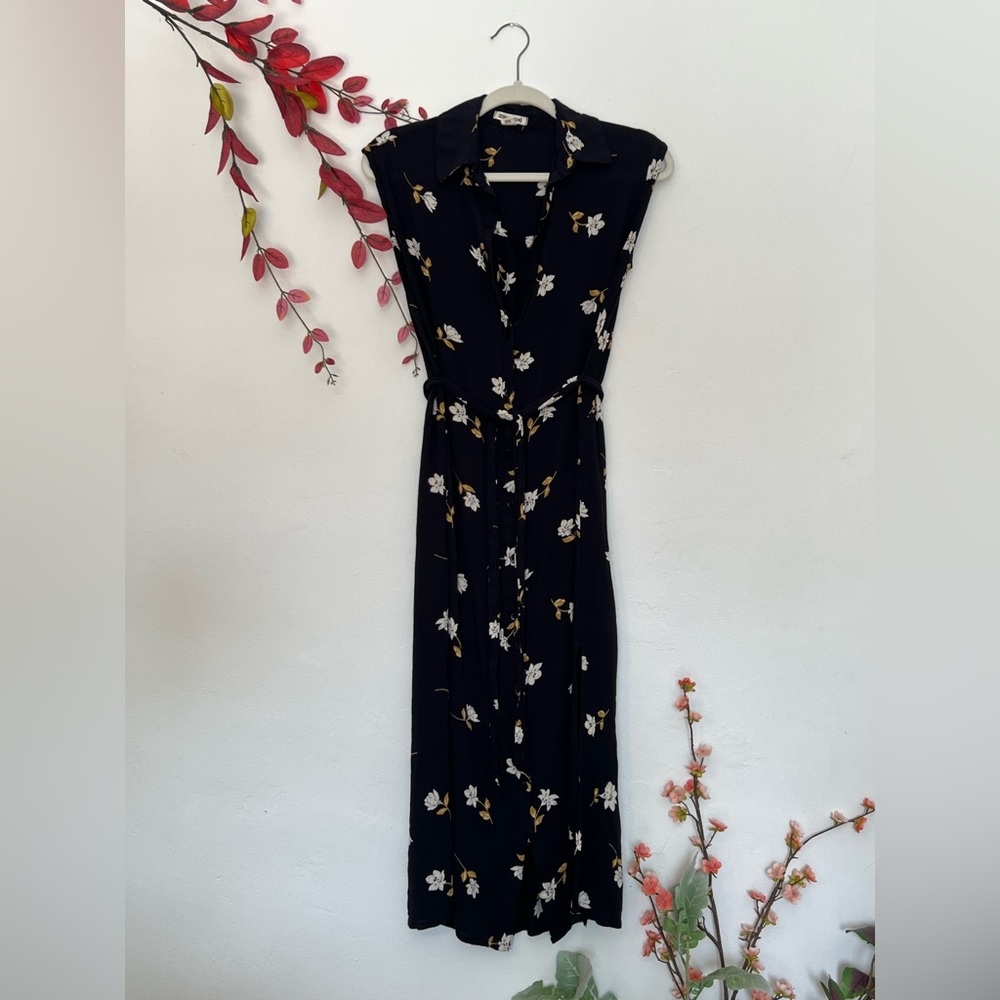 Billabong button down tie waist collared easy fitted summer dress S
